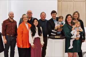 The Marion family in Yates Chapel at Millsaps College.